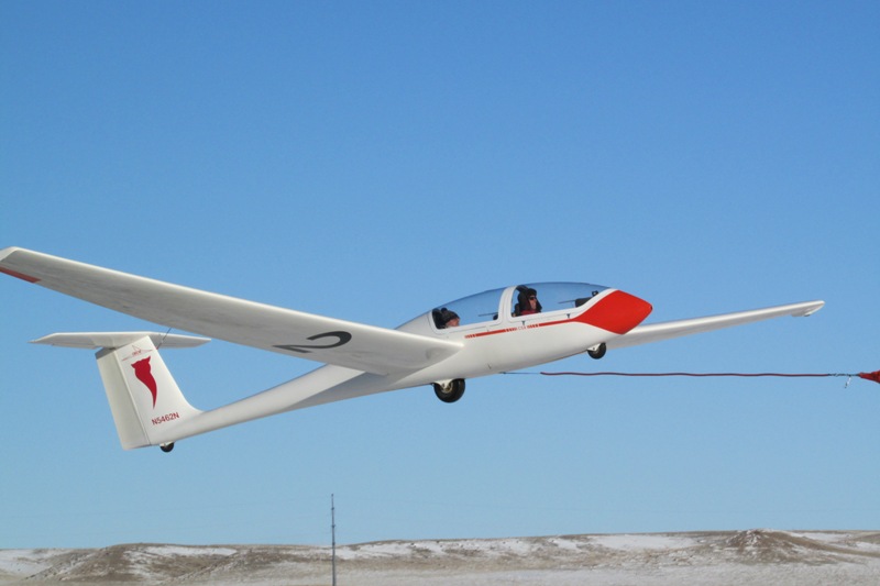 Dave W. and Howie S. winch launching in the snow, New Years Day 2016